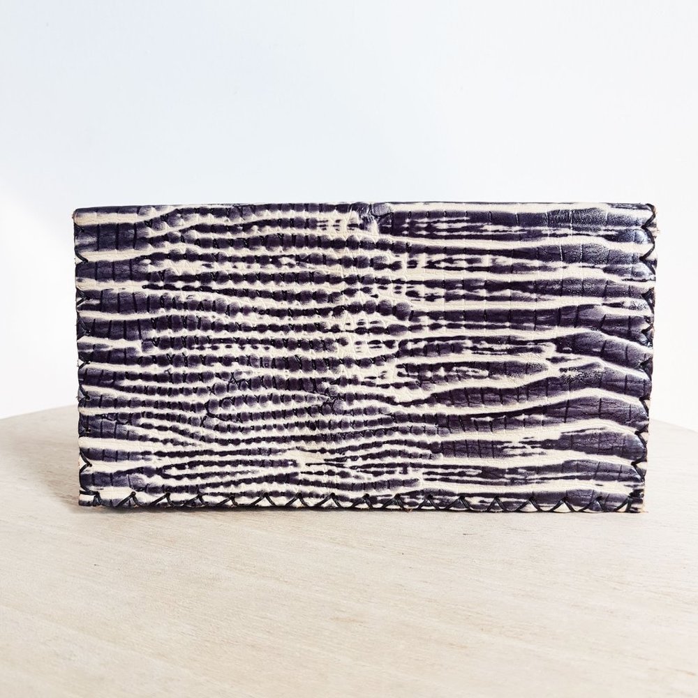 Vintage Leather Animal Print Wallet, Black White Leather Wallet